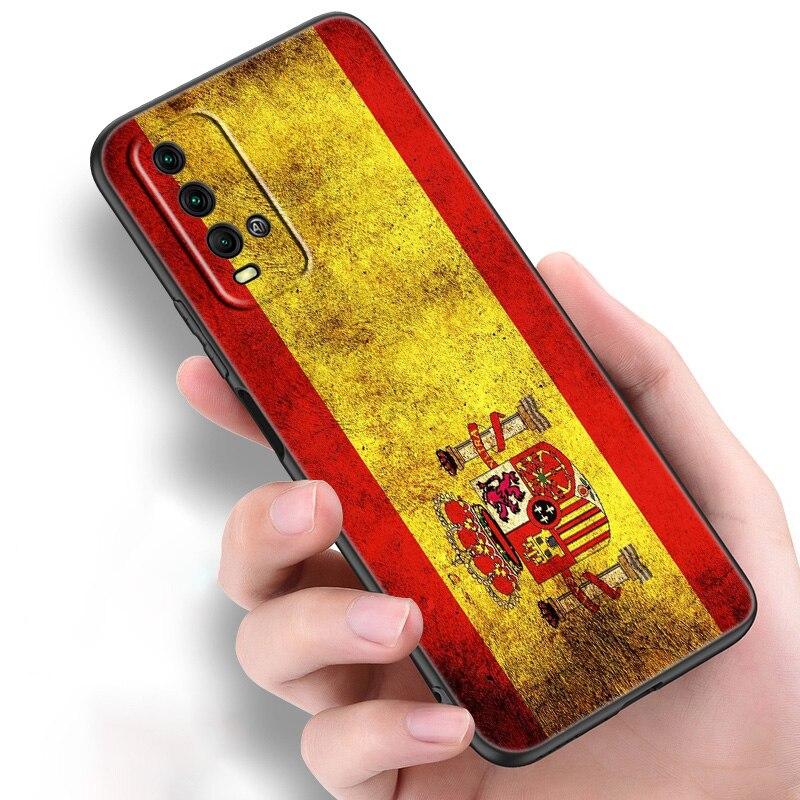 Hiszpania herb flaga silikonowy futerał na telefon dla Xiaomi Redmi Note 11 10 9 8 Pro 11T 10T 10S 9S 8T 9 9A 9C 9T czarna okładka Coque