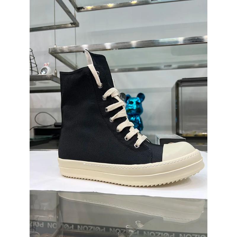 Codzienny Wysoka Jakość Czarny Projektant Męskie Skórzane Buty Ro Pentagram Gruba Podeszwa Zamek Płaskie Płócienne Luksusowe Damskie Botki Trampki