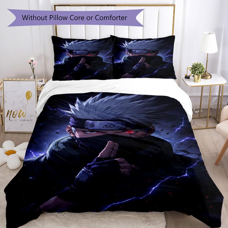 Naruto Quilt Cover Set Design for Playroom Soft Fabric Christmas Gift