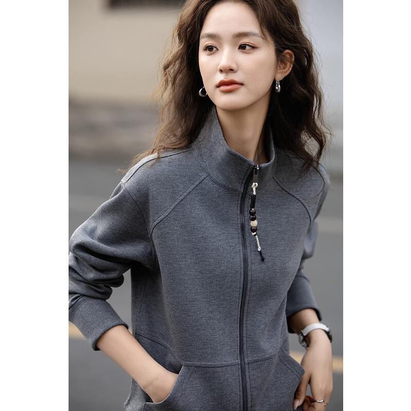 Women's Relaxed Fit Stand Collar Cardigan Jacket
