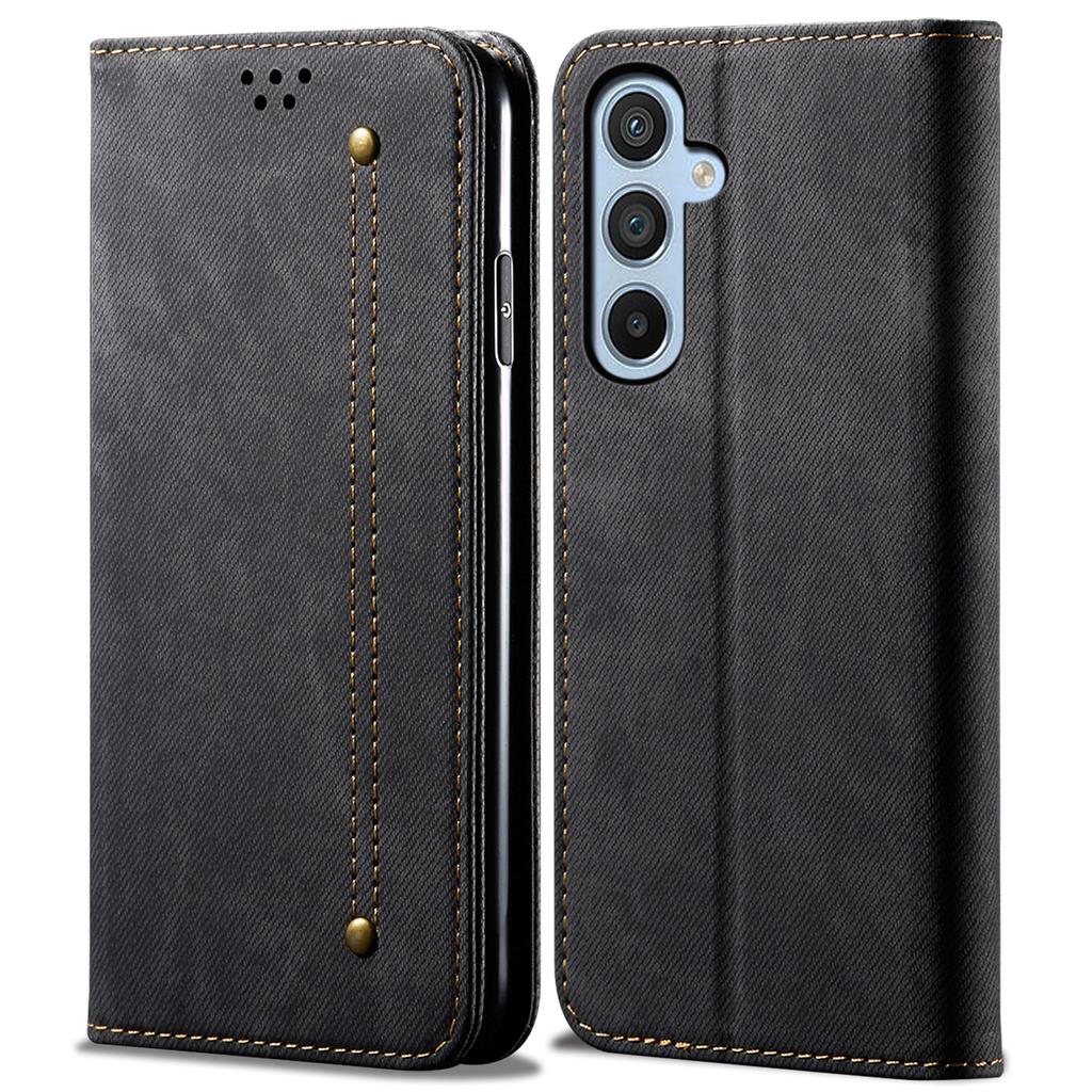 For Samsung Galaxy A16 5G/A16 4G Case Jeans Cloth Texture Anti-Scratch Leather Stand Phone Cover
