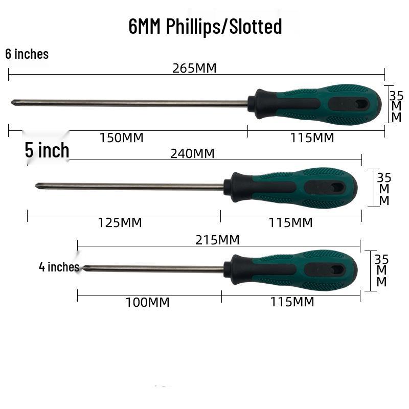 Industrial Magnetic Phillips Flathead Metric Screwdriver with Extended Handle Grip
