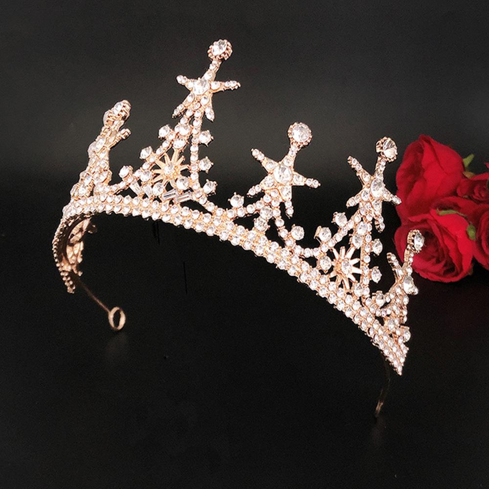 New Bridal Hair Accessories Star Bridal Crown Headdress Copper Elegant Luxury Wedding Headband Accessories Crown