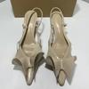 Sommer Neue Schleife Frau High Heels Spitzschuh Kleid Slingbacks Elegant Nude Stiletto Damen Hochzeitsparty Sandalen