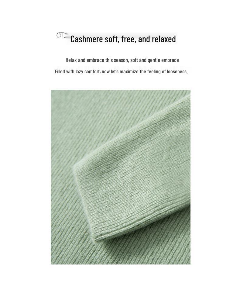 Women's Slimming Pure Cashmere Ribbed Pullover Sweater - Solid Color, Half-High Neck Knitwear
