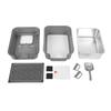 Stainless Steel Litter Box with Lid Enclosed Anti Leakage Front Entry Top Exit Cat Litter Box with Litter Mat and Scoop