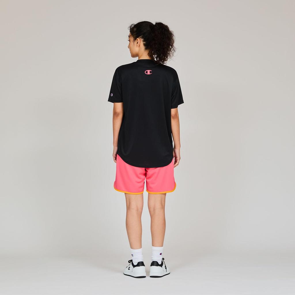 Champion Short Sleeve Round with Graphic Logo SHORT SLEEVE Women's T-Shirt, Black, Neck, Quick-Drying, Antibacterial, Breathable, Print,
