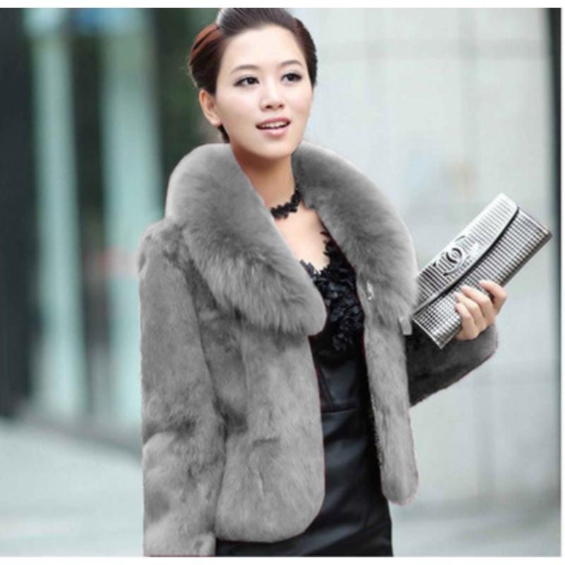 Women's Imitation Fur Autumn and Winter Imitation Mink Fur Imitation Fur Coat Women's Short Fox Fur Collar Rabbit Fur Coat