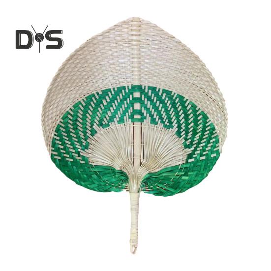 

Вентилятор для плетіння ручної роботи з натурального бамбука з рафії Ручний вентилятор у китайському стилі з плетеного пальмового листя Ручний вентилятор Літній вентилятор для охолодження Весільна вечірка білий/зелений