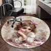 Floral Fantasy: Child's Garden Round Carpet Chair Cushion Round Entryway Rug, Soft Round Rugs for Living Room, Bedroom, Circle Carpet Decor Gifts