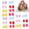 20Pcs Handsewn Cute Pet Hair Bows Grooming Bows Lovely Bowknot with Rubber Bands for Pet
