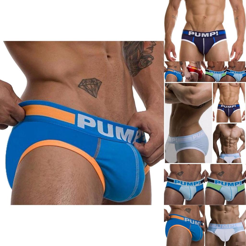 Pump! Men's Low Waist Sexy Triangle Underwear U Convex Hip-lifting Cotton Breathable Knickers