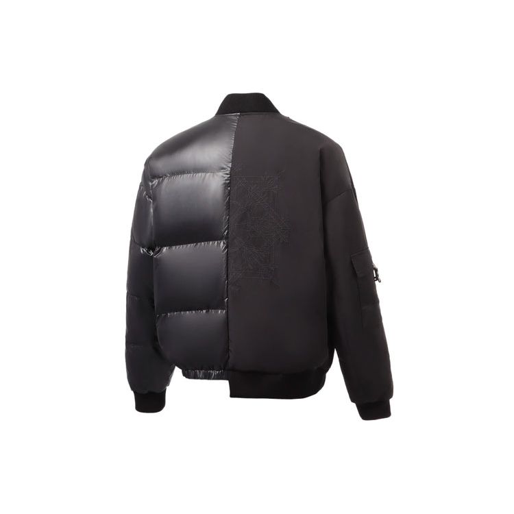 Li Ning CF Wu Xing Series Spliced Loose Short Warm Down Jacket Unisex Outerwear Black AYMR385-1