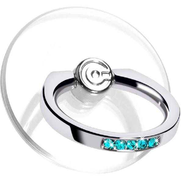 Transparent Phone Ring Holder Grip - EI Sonador Clear Cell Phone Ring Stand Holder Finger Grip Kickstand 360° Rotation, Compatible with Most of 2 Aquamarine Diamond
