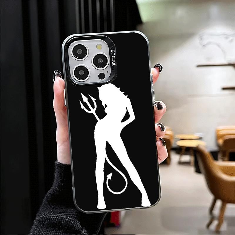 Devil Girl Silhouette Cool Shockproof Phone Case for iPhone 17 Air 16 16E 15 Pro Max 14 Plus 13 Mini 12 Back Cover Anti Fall Fun