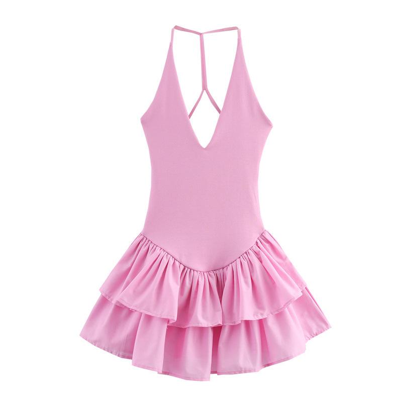 

TAOP&ZA Женское сексуальное платье-халтер с лоскутным узором весна/лето Small розовый