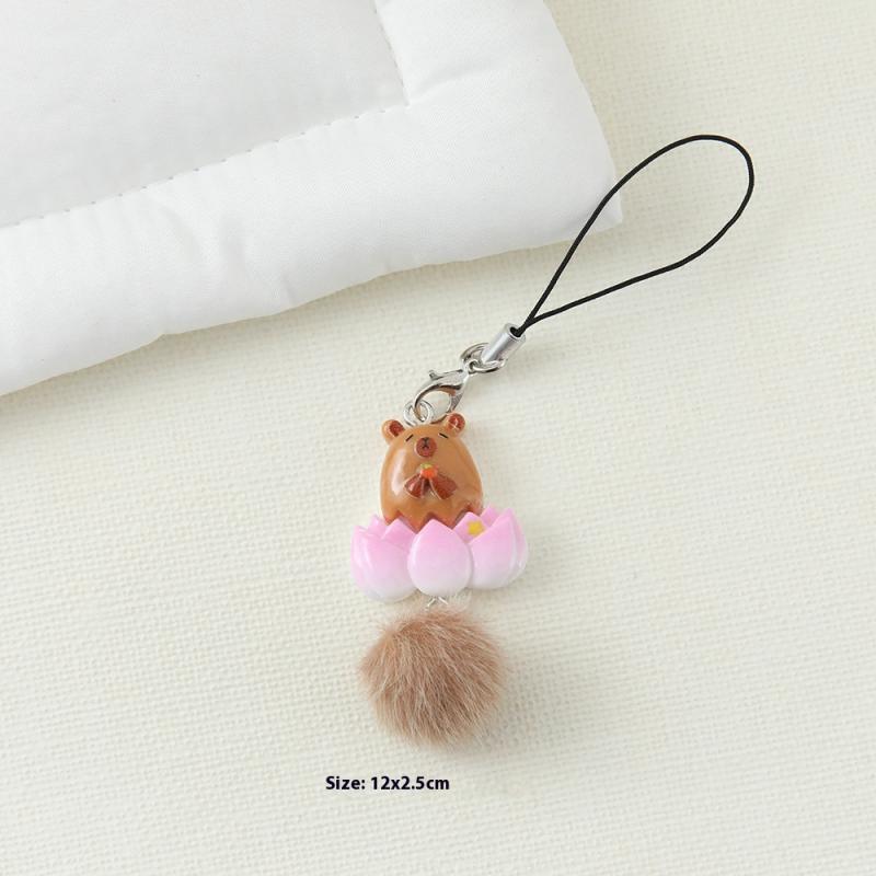 Cute Capybara Mobile Phone Case Strap Key Chains Bag Pendant Decoration Diy Phone Short Lanyard Handmade Jewelry Gift