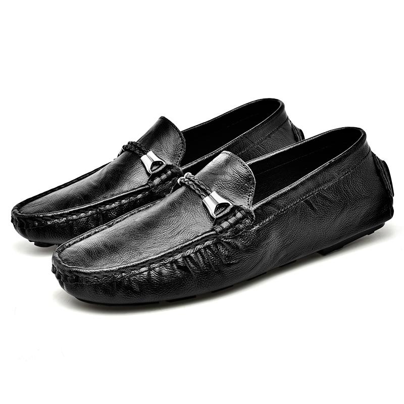 Fashion Round headed men's loafers Comfortable anti slip flat bottom Daily office Outdoor leisure business driving men's Slip on shoes