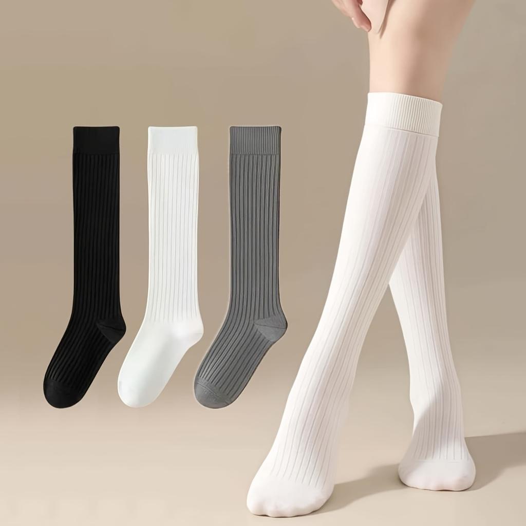 Sock Women Solid Color Stockings Fashionable Simple Jk College Style Soft Comfortable Sweat Absorbing Breathable Casual Socks