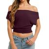 Dames Casual Mode Schuin Afvallende Schouder T-shirt, Slim-fit, Off-shoulder, Korte Mouwen Top