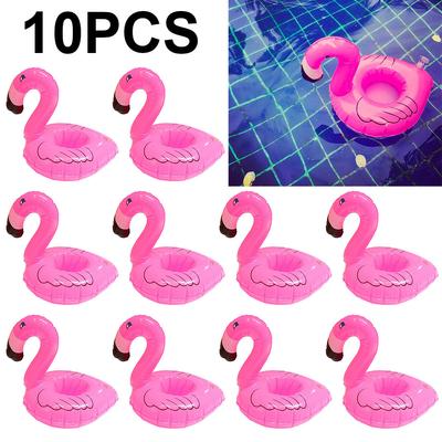 10 PEÇAS Copo Flutuante Inflável Flamingo Unicórnio Porta-Copos para Bebidas Boia de Piscina Porta-Copos de Bar Dispositivos de Flutuação Brinquedo Rosa Suporte para Bebidas