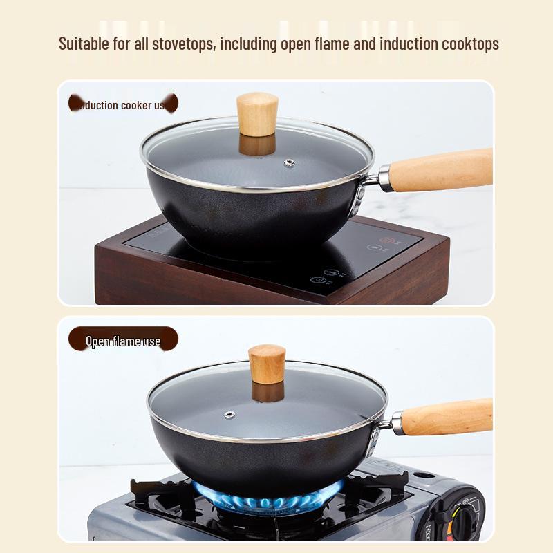 Non-stick Mini Wok: Small Induction Iron Pan for Baby Food and Stir-fry