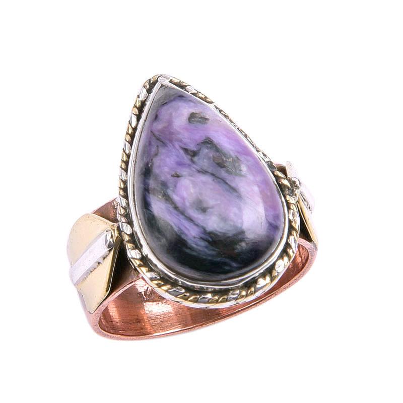 Natural Chaorite Gemstone Two Tone 925 Sterling Silver Jewelry Ring Size 6 Q2p75