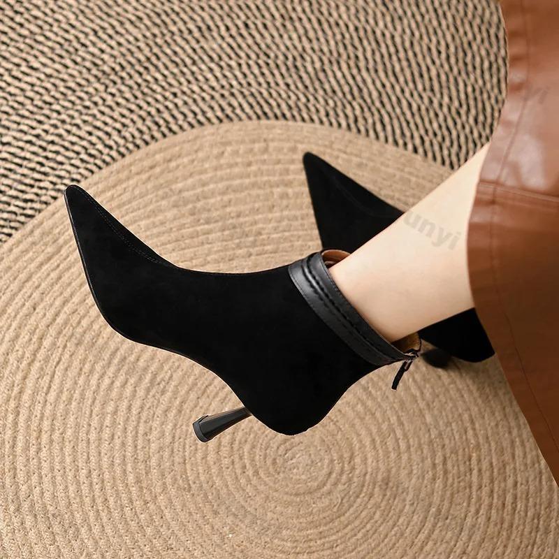 Fashion 2025 Winter New Brand Women Short Boots Fashion Pointed Ladies Elegant Ankle Boots Thin High Heel Dress Pumps Zapatos De Mujer