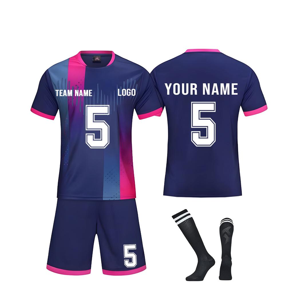 Men's Soccer Jersey Set Breathable Red Sportswear with Shorts and Socks for Training and Matches