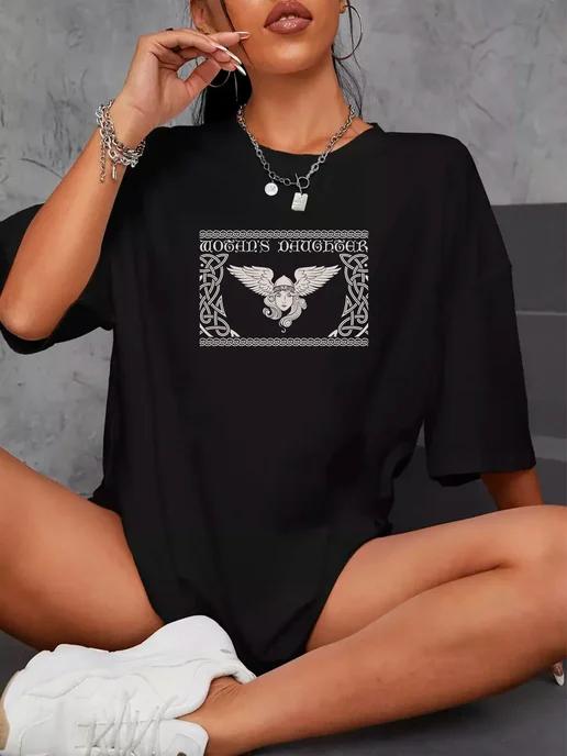Oversized T-shirt with a Vikings print XL