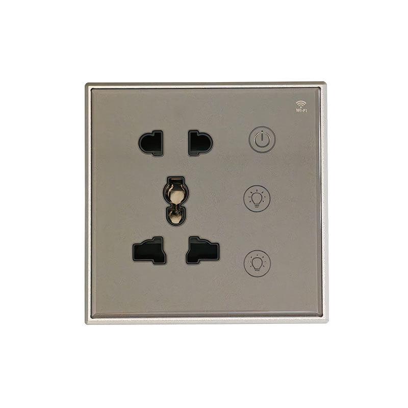 Smart Graffiti WiFi/Zigbee Voice-Controlled Wall Socket Switch with Light, Single/Double Pole, Five-Hole Timer.