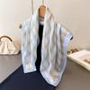 Simple plaid high-end printing silk scarf simulation silk square scarf shawl versatile neck small square scarf headscarf women's scarf