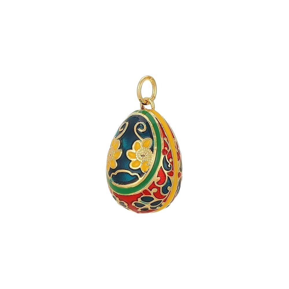 Copper Easter Egg Crystal Pendant Bohemia Necklace Pendant Colorful Enamel Pendant  Party