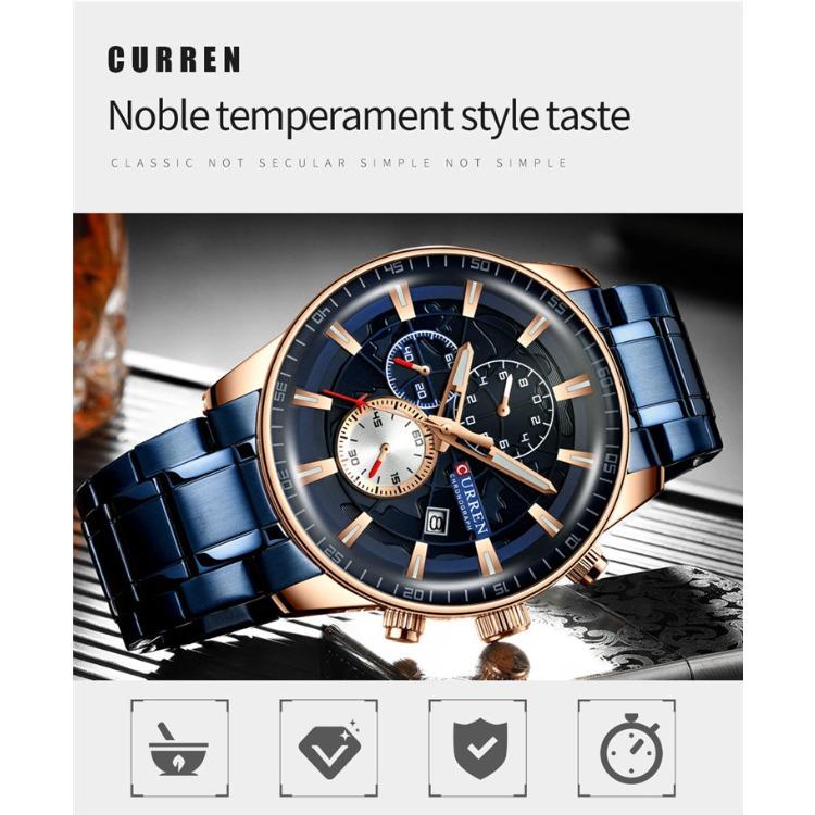 CURREN Men's Calendar Watch with Steel Business Waterproof Quartz Watch