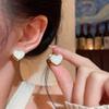Blue resin wearing love ear buckles on both sides, women's new trendy temperament, niche high-end earrings, ear jewelry