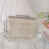 Simple Solid Color Cosmetic Bag Corduroy Multifunctional Storage Bag with Zipper Large Capacity Toiletry Bag Women