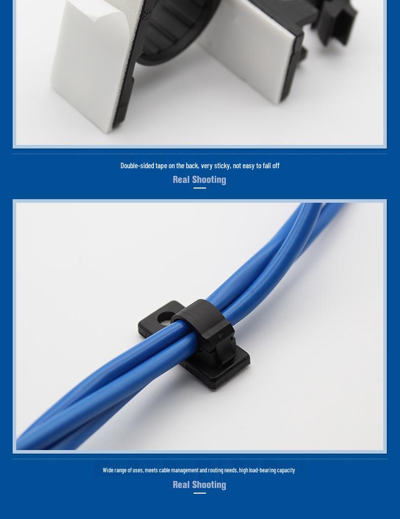 Self-Adhesive Adjustable Cable Clip Holder for Network Wire Management