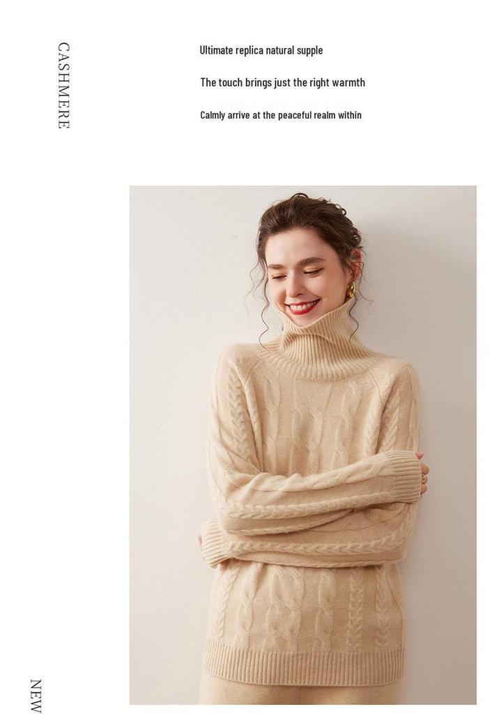 Women's Cashmere High Neck Sweater 2025: New Winter Style, Gentle Loose Fit, Slimming Thick Base Layer.