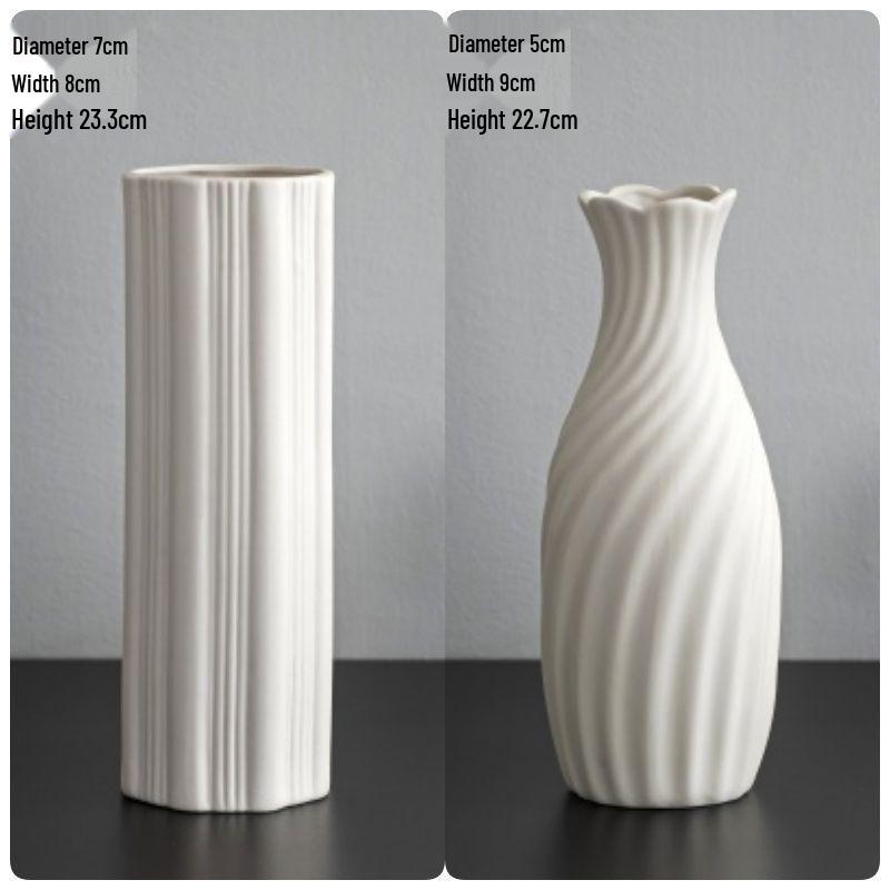 Modern Nordic White Ceramic Vase - Light Luxury Ins Style for Home Decoration and Flower Arrangement
