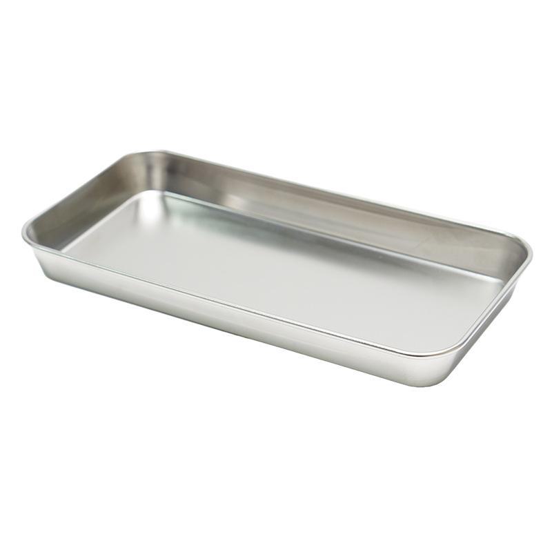 304 Stainless Steel Dental Surgical Tray - Flat Bottom for Disinfection and Oral Devices