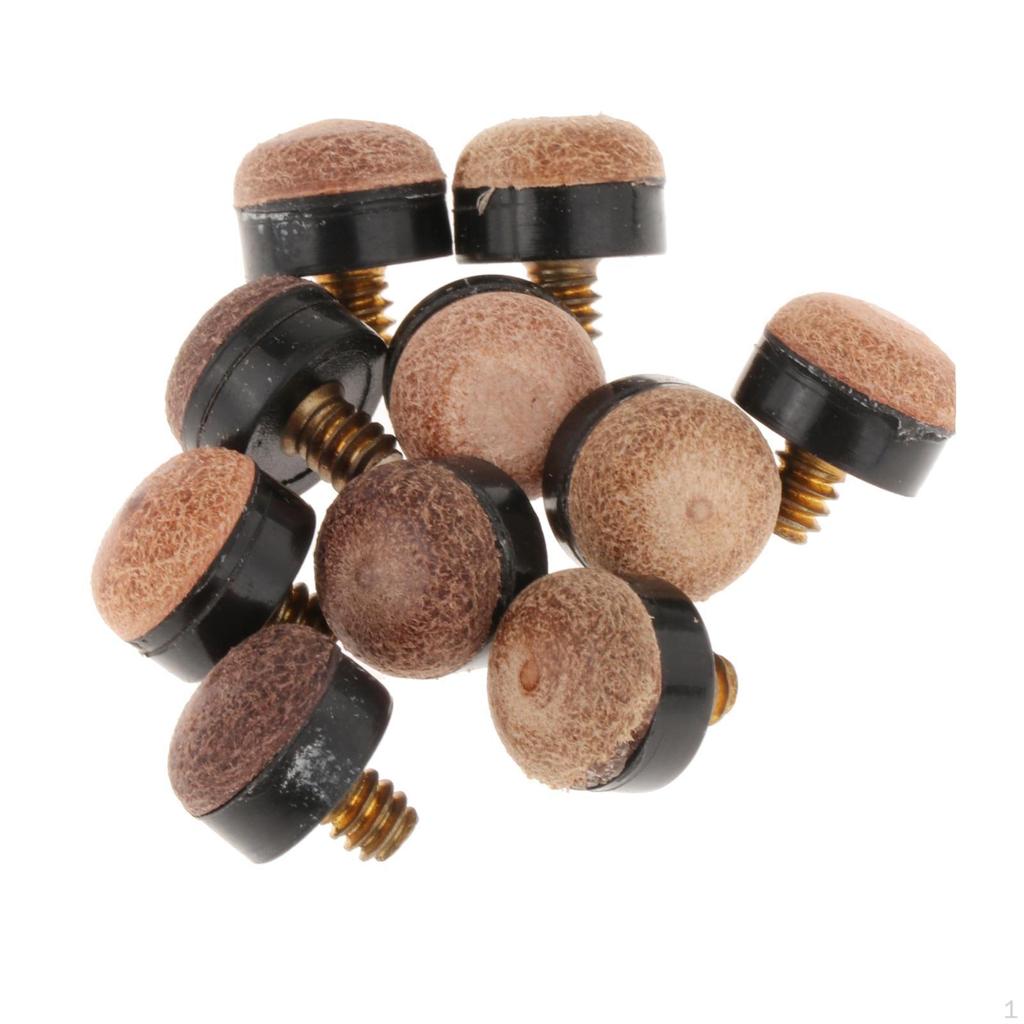 10 Pieces Billiard Pool Cue Tips Snooker Tip High Hardness Portable Screw on Billiards