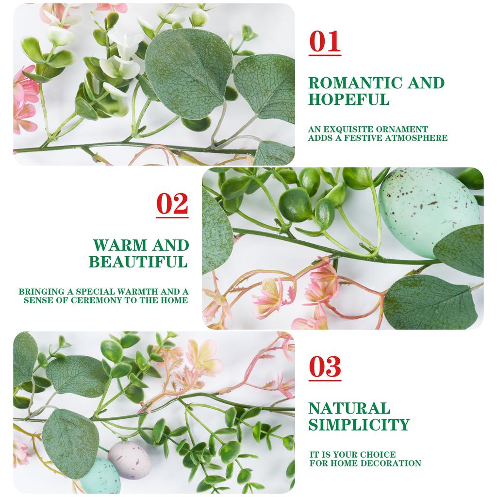1.8m Spring Easter Artificial Butterfly Vine Egg Decorations Creative Party Wreath Home Hanging Ornament for Easter Egg Hunt