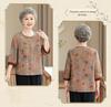 Silk Short-Sleeve Tang Shirt for Elderly Women