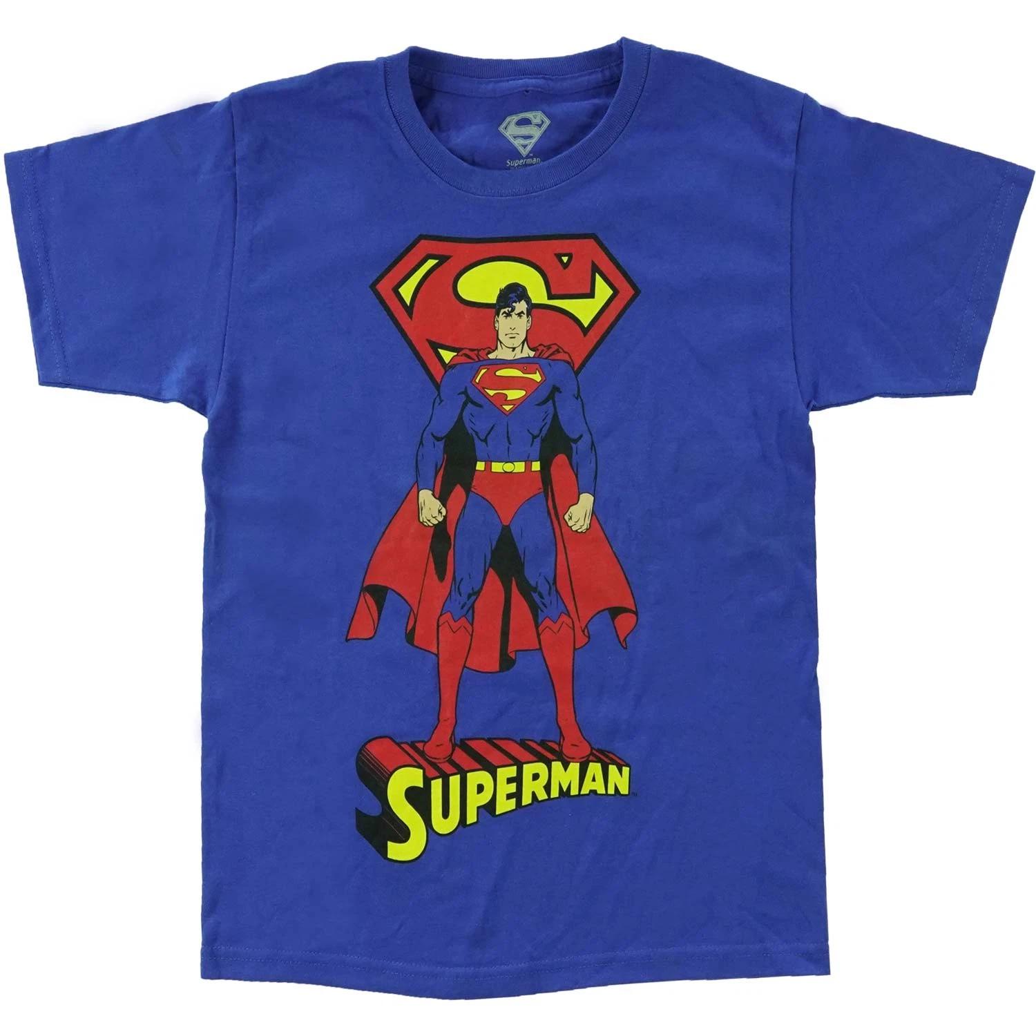 Boys Superman T-shirt Youth Small Blue S