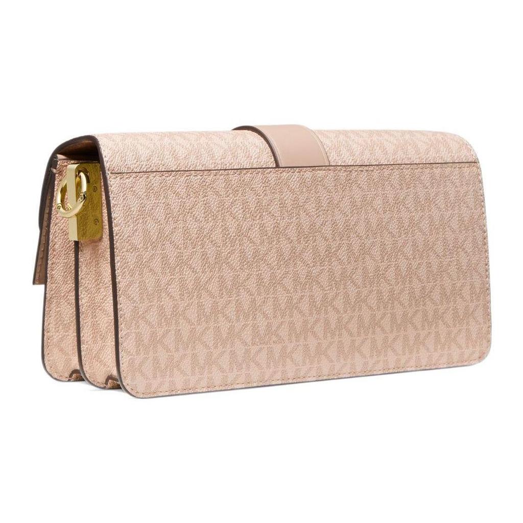 Michael Kors MK Greenwich Vintage Letter Logo Print Leather Envelope Bag Women Bags Pink 30H1GGRL6B-BALLET
