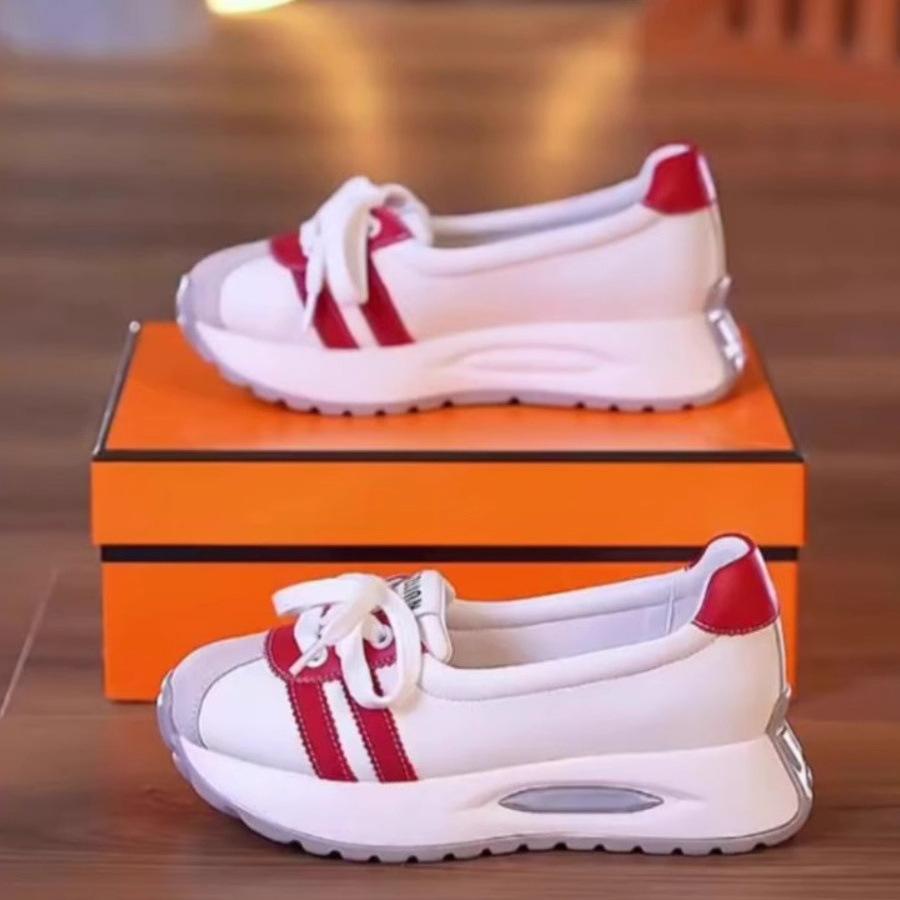 Sneakers Women's Shoes 2025 New Summer Versatile Shallow Mouth Leisure Travel Muffin Thick-soled Dad Little White Single Shoes