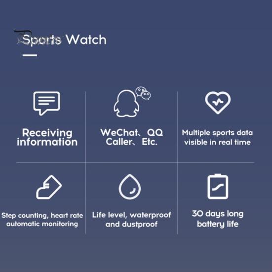 D20 Kompatybilny z Bluetooth Zegarek Smartwatch Zasilany Akumulatorowo Kalorie Tętno Monitor Snu