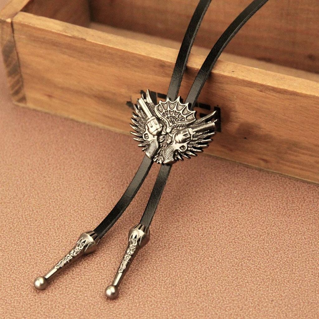 Vintage Western Cowboy Bolo Tie Wing Gun Necktie Punk Necklace Costume Accessory American Bola Tie Western