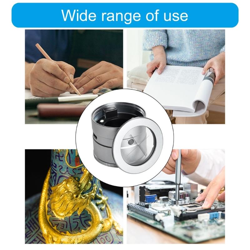 10X Vergrößerungsglaslinse Handheld Wiederaufladbare Augenlupe Vergrößerer mit Skala LED-Licht für Schmuck Briefmarken Inspektion