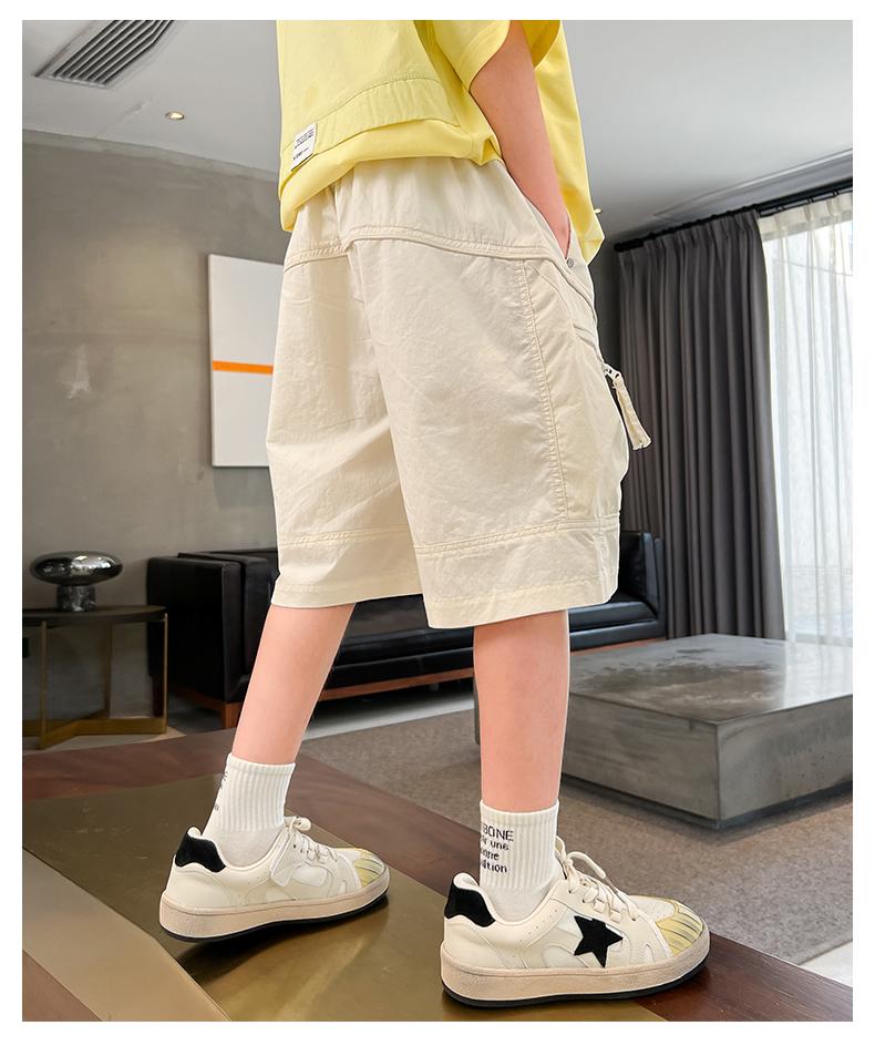 Boys' summer thin workwear shorts 2026 new item, big boys' summer clothes, boys' mid pants, worn over children's five quarter pants